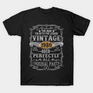 40 Years Old 1980 Vintage 40th Bday Gift Decorations T-Shirt